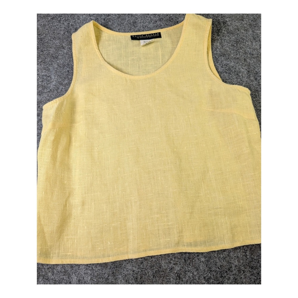 Harve Benard by Benard Holtzman Yellow 100% Linen Sleeveless Tank Top Womens 10